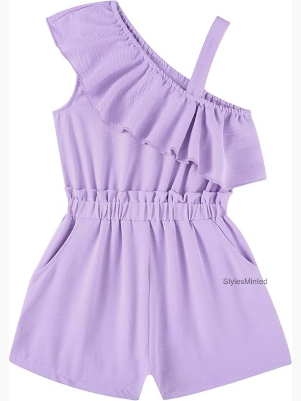 Girls Ruffle Sleeveless Summer Short Jumpsuit High Waist